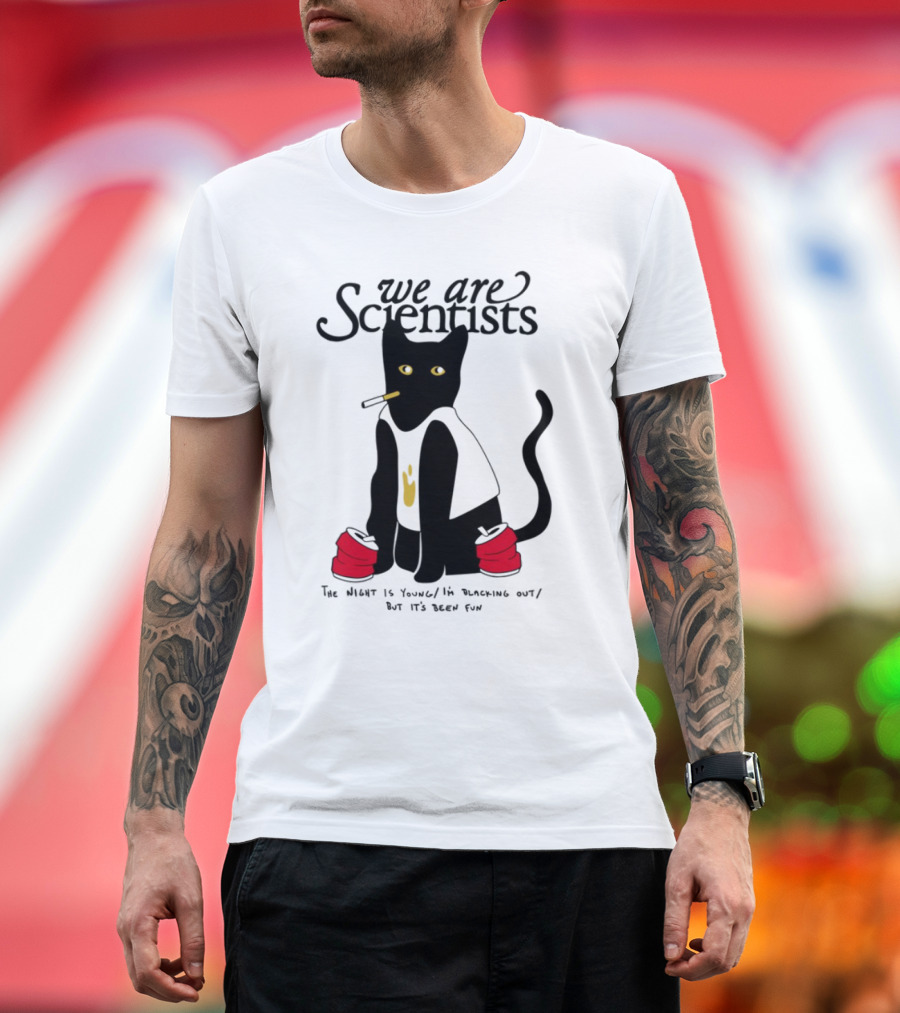 We Are Scientists Washed Up Cat Smoking Red Shoes This Scene Is Dead T-Shirt