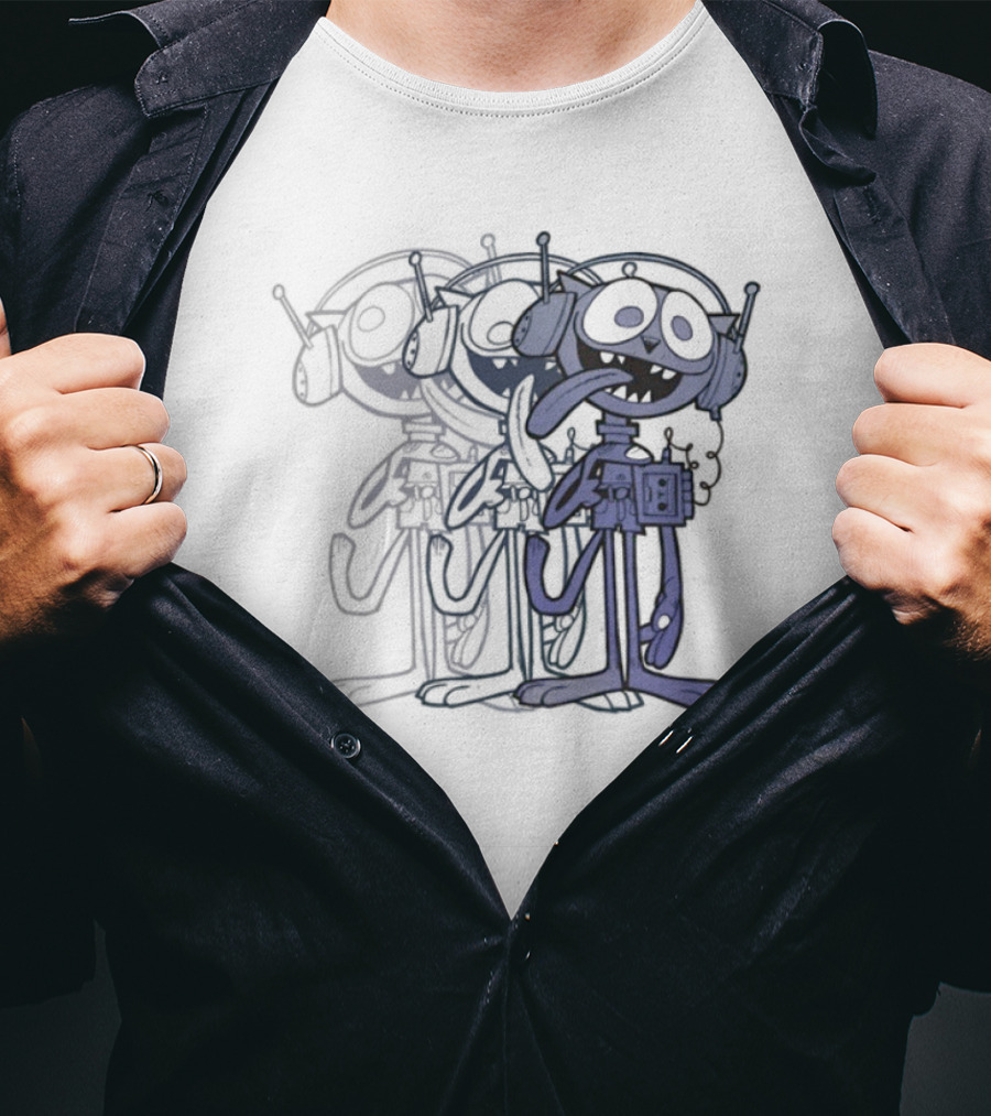 Gorillaz Cat Play Headphones Cartoon Character T-Shirt