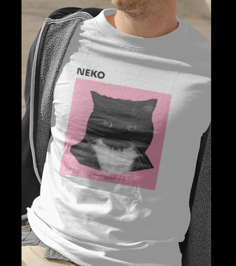 Neko Uni The Strongest Cat Silhouette In Black And Pink T-Shirt