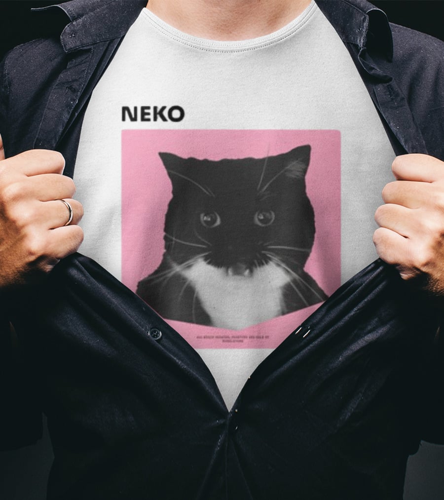 Neko Uni The Strongest Cat Silhouette In Black And Pink T-Shirt