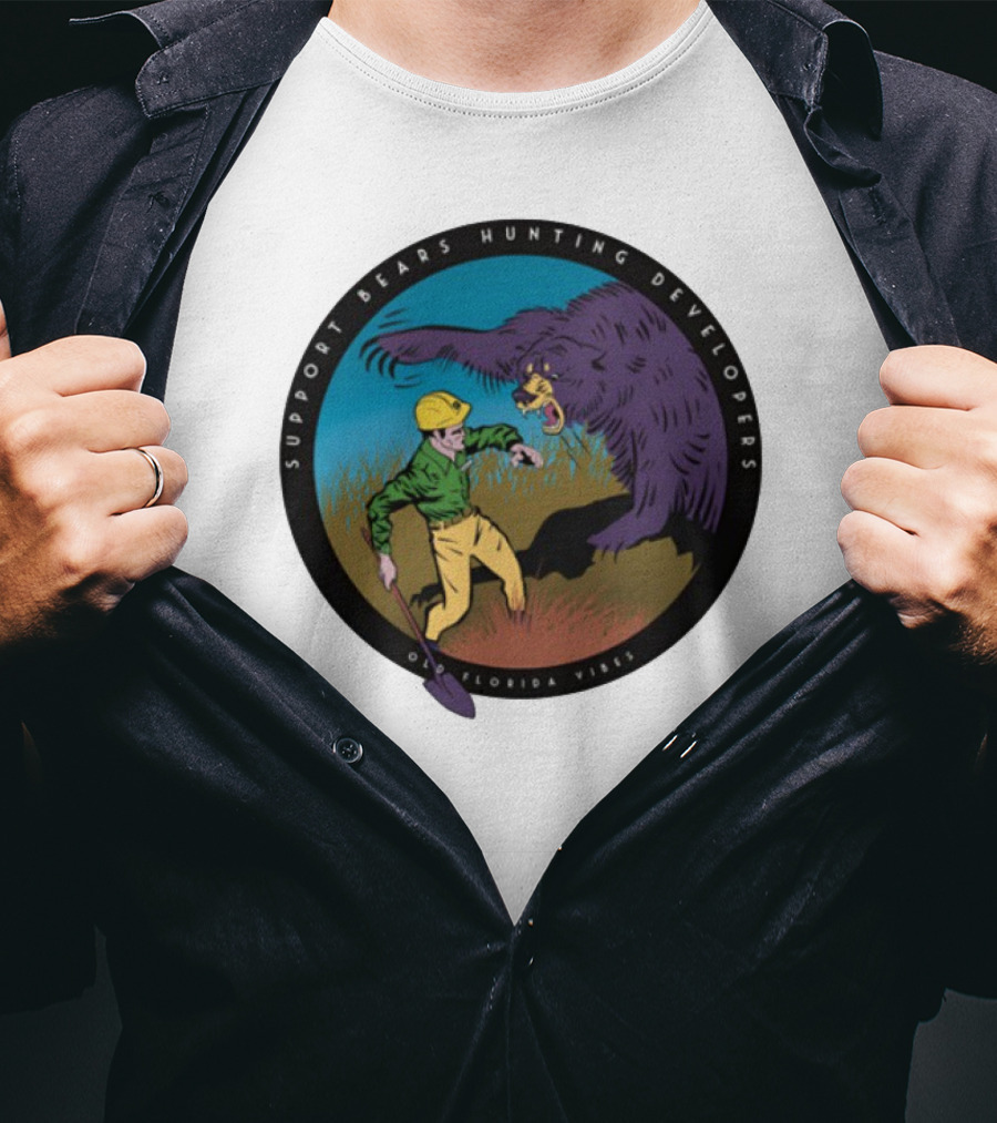 Support Bears Hunting Developers Old Florida Vibes Graphic T-Shirt