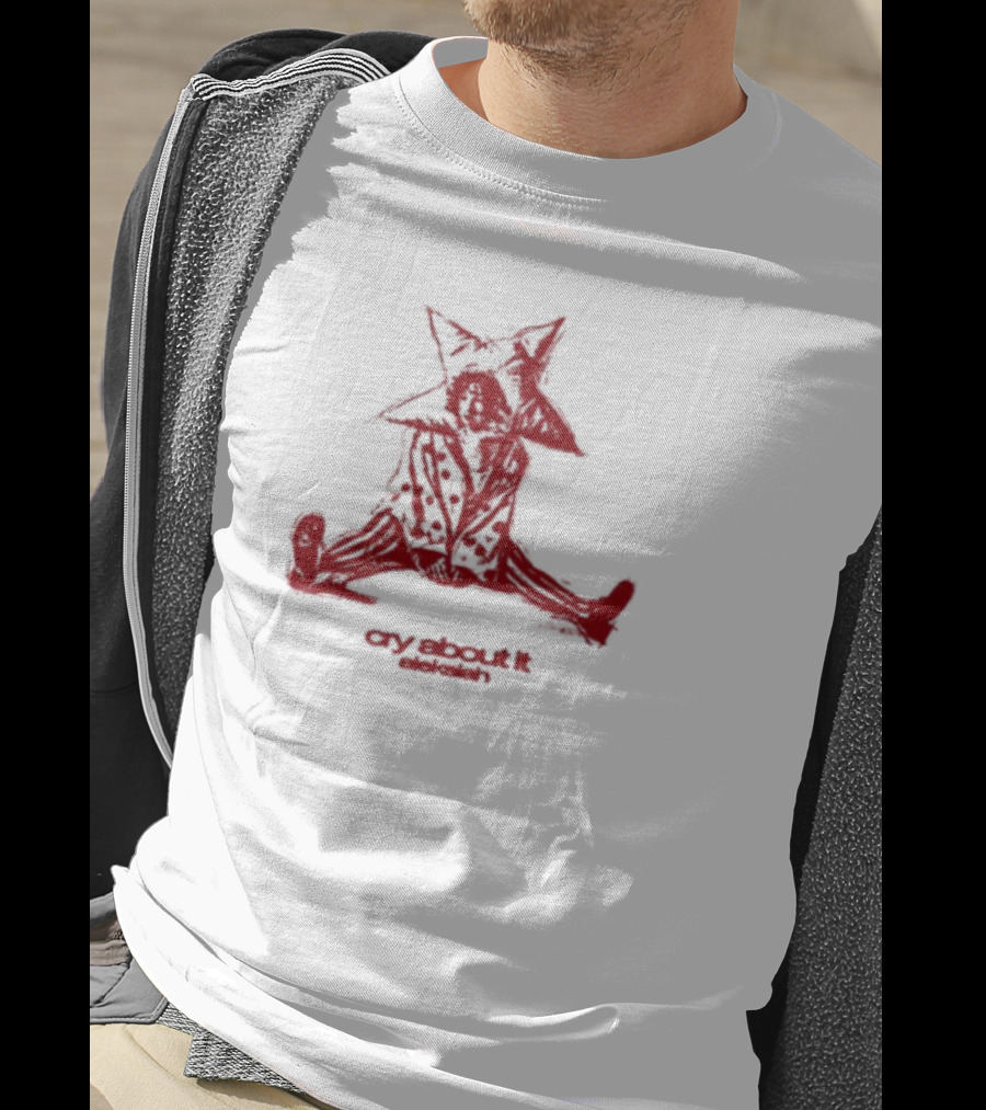 Aleksiah Cry About It Red Sketchy Cat Ears Print T-Shirt