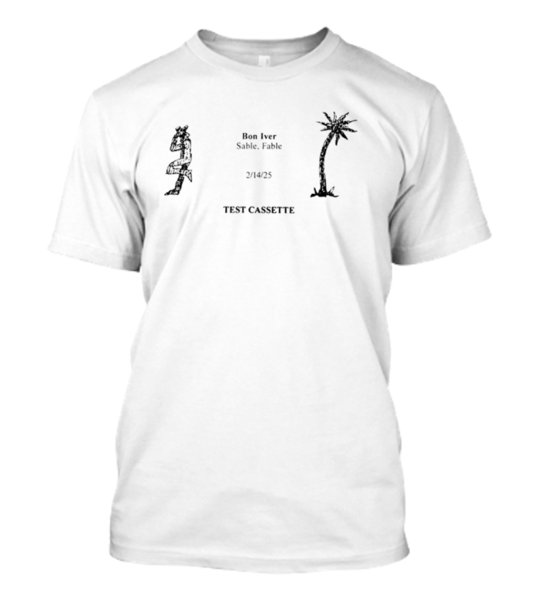 Bon Iver Test Cassette Hippie Palm Tree Peace Signs T-Shirt