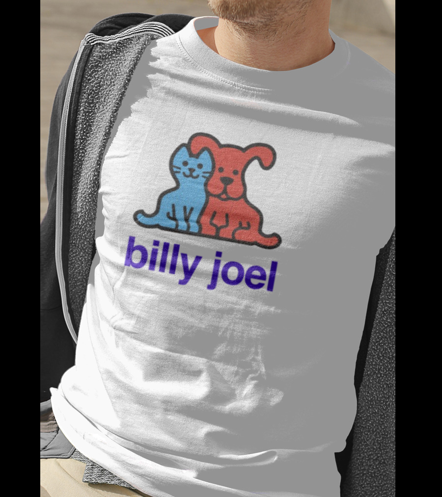 Billy Joel Cat Dog Duo Design T-Shirt