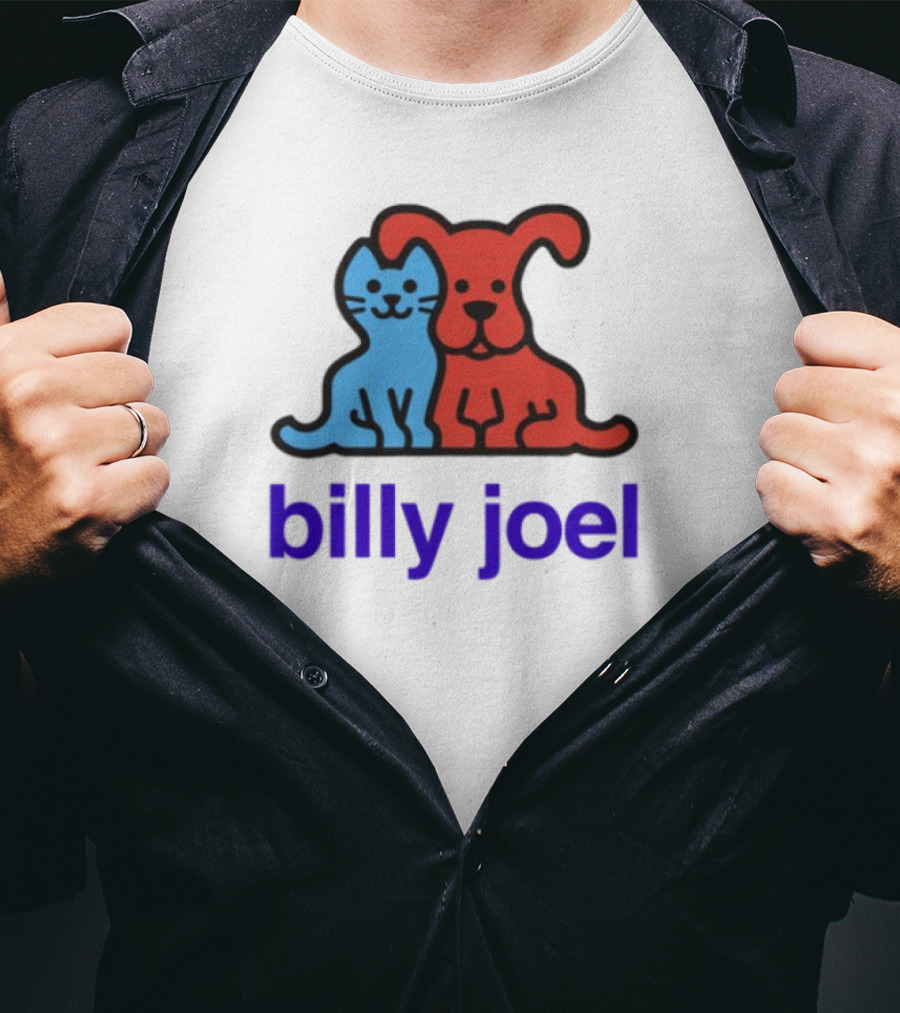 Billy Joel Cat Dog Duo Design T-Shirt