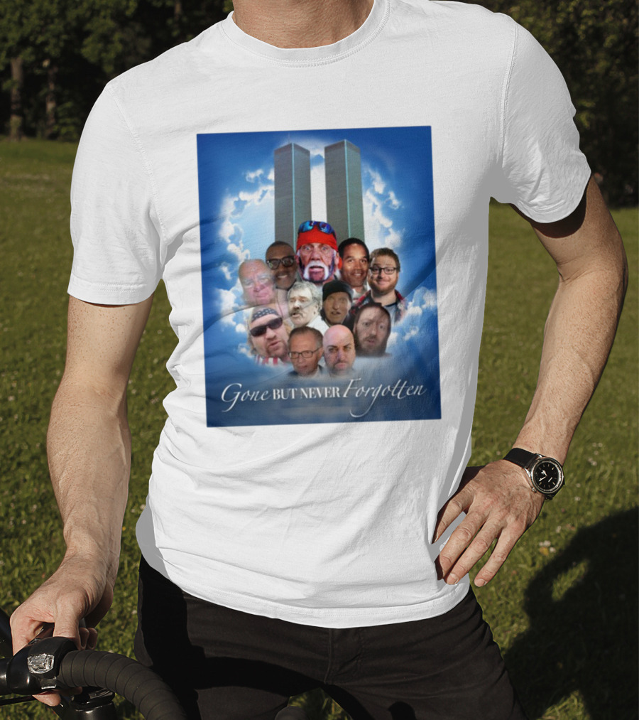 Gone But Never Forgotten Tribute With Twin Towers And Memorable Faces T-Shirt