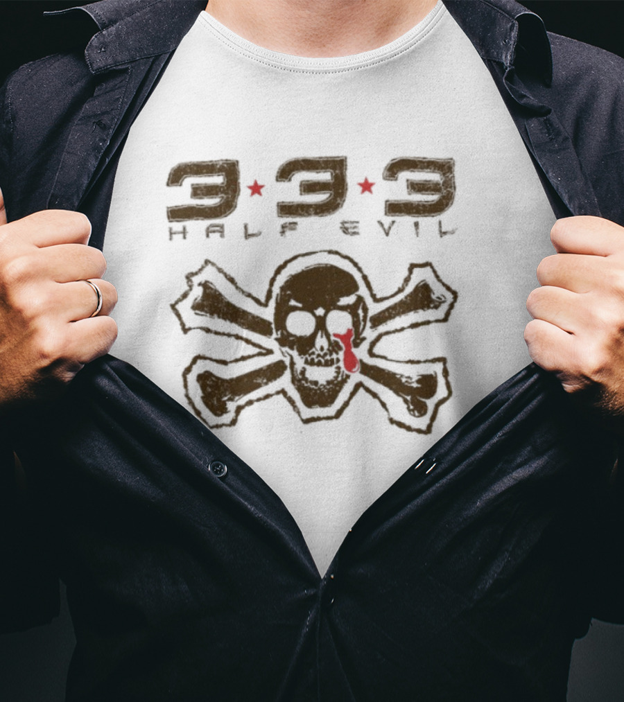 333 Half Evil Skull Crossbones Pirate T-Shirt