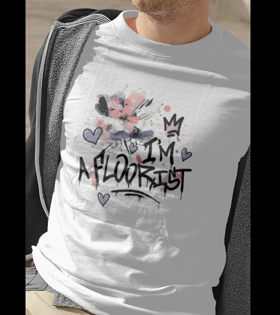 I'm A Floorist Red And Blue Floral Hearts Crown T-Shirt