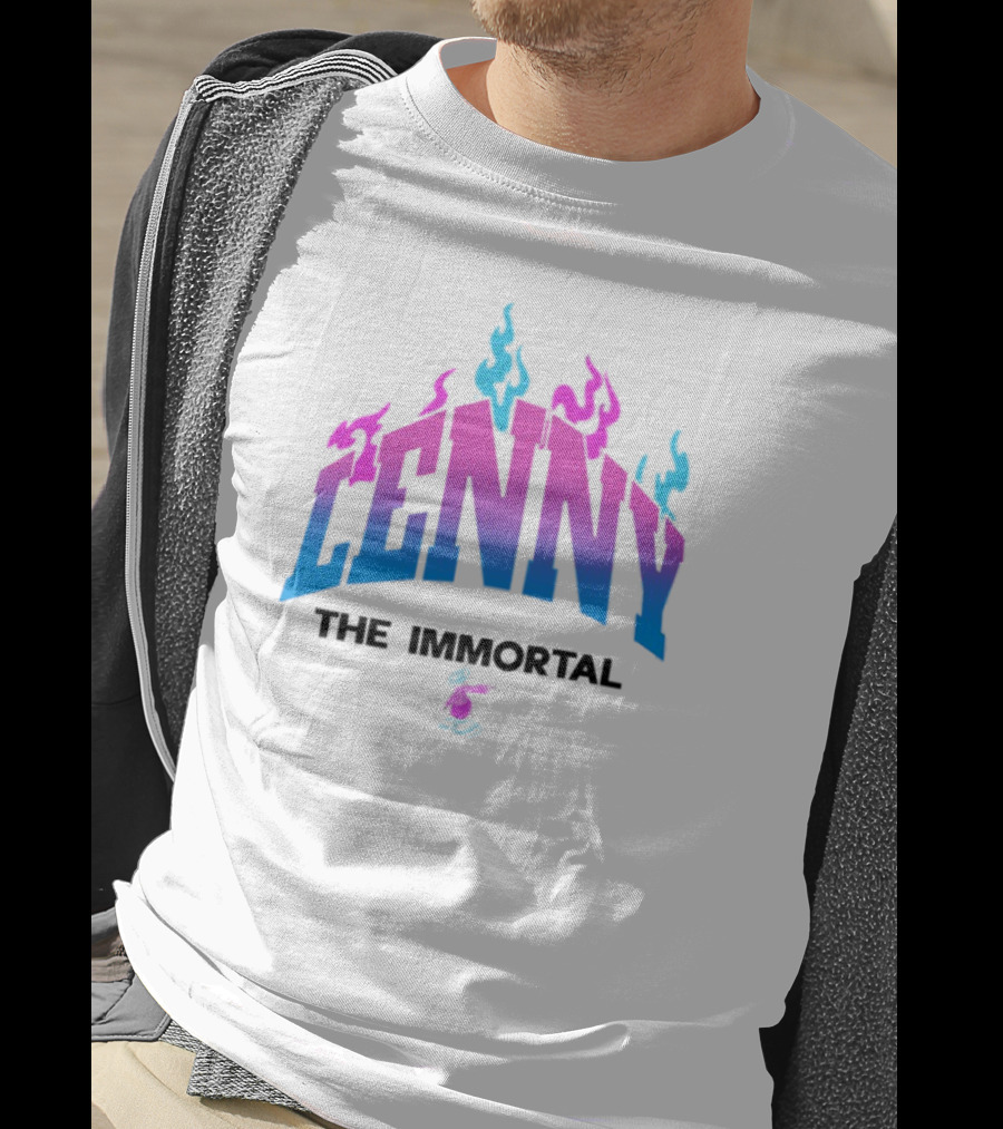Lenny The Immortal Flaming Gradient Text With Cartoon Character T-Shirt
