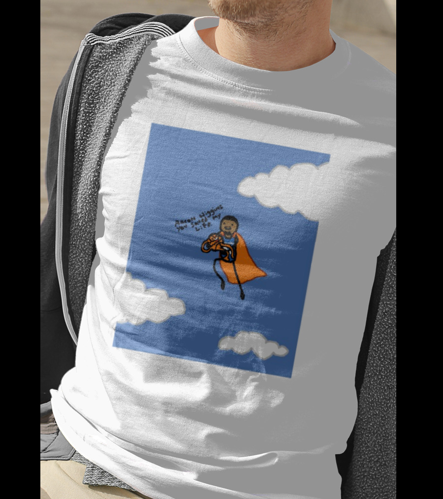 Aaron Wiggins You Saved My Life Superhero Drawing Floating In Clouds T-Shirt