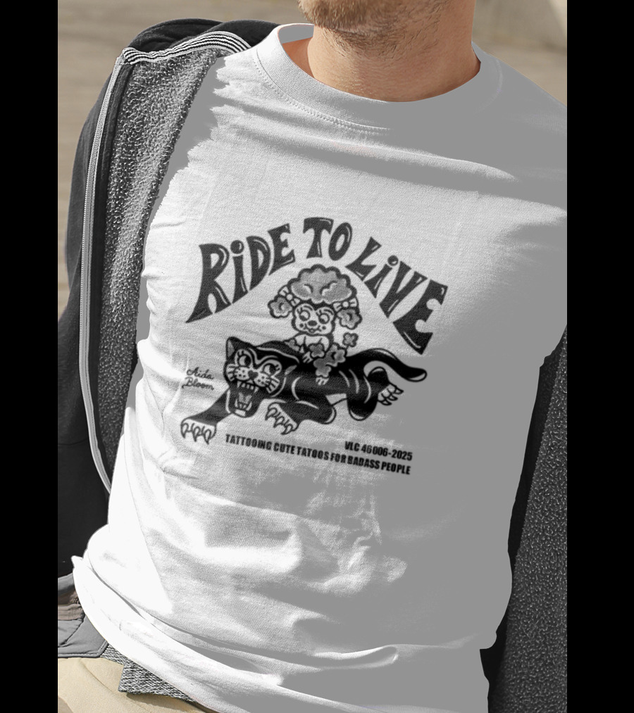Ride To Live Aidabloom Skeleton Biker Wings T-Shirt