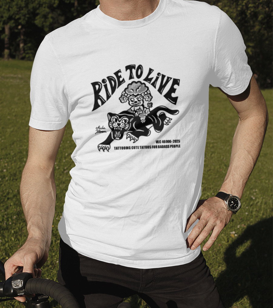 Ride To Live Aidabloom Skeleton Biker Wings T-Shirt