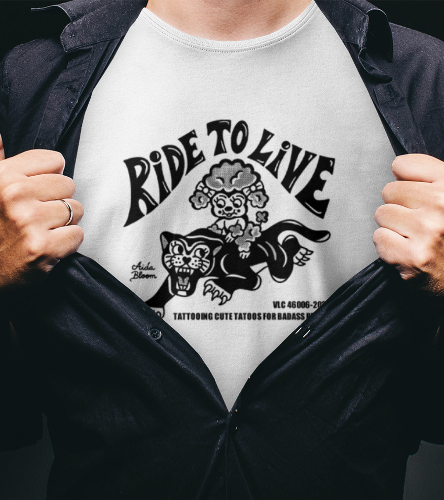Ride To Live Aidabloom Skeleton Biker Wings T-Shirt