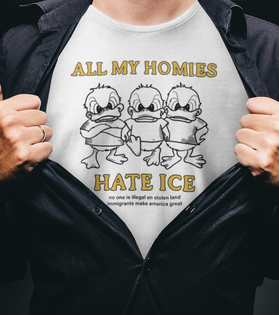 All My Homies Hate ICE No One Is Illegal On Stolen Land Immigrants Make America Great T-Shirt