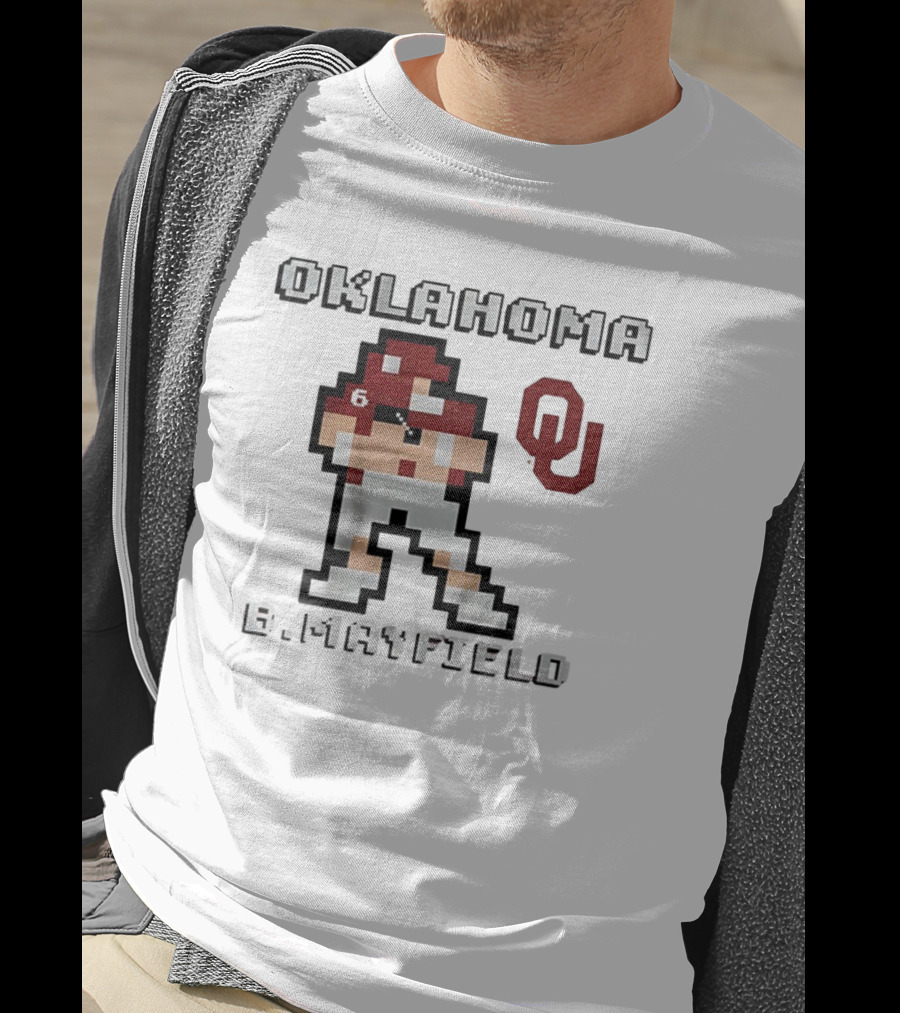 Oklahoma Sooners B. Mayfield Retro Pixel Football T-Shirt
