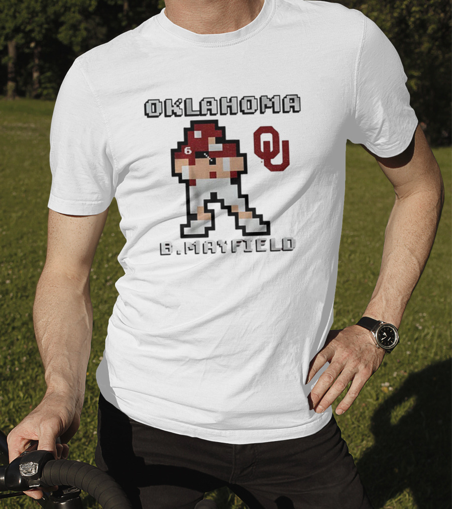 Oklahoma Sooners B. Mayfield Retro Pixel Football T-Shirt