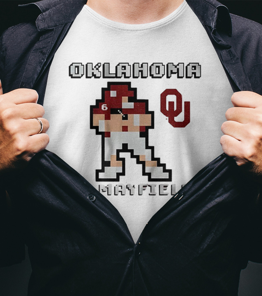 Oklahoma Sooners B. Mayfield Retro Pixel Football T-Shirt