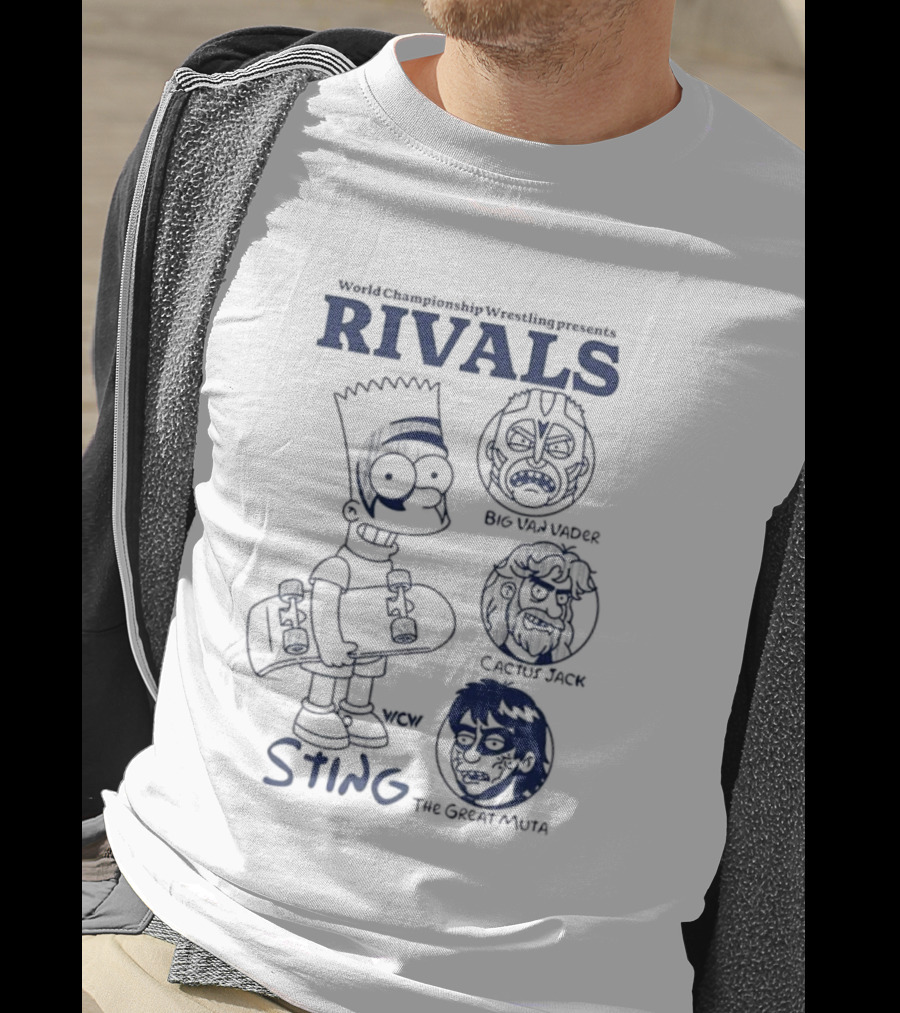 Bart Simpson World Championship Wrestling Presents Rivals WCW Sting The Ultimate Warrior Big Van Vader T-Shirt