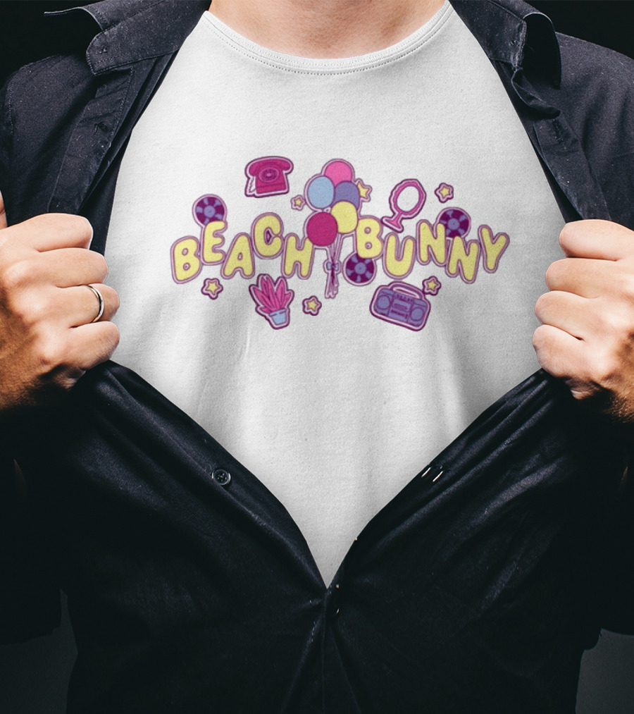 Beach Bunny Balloons Boombox Phone Retro Aesthetic T-Shirt
