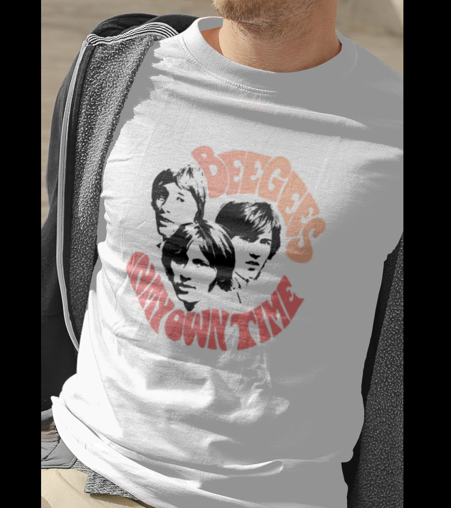 Bee Gees In My Own Time Orange And Red Text T-Shirt