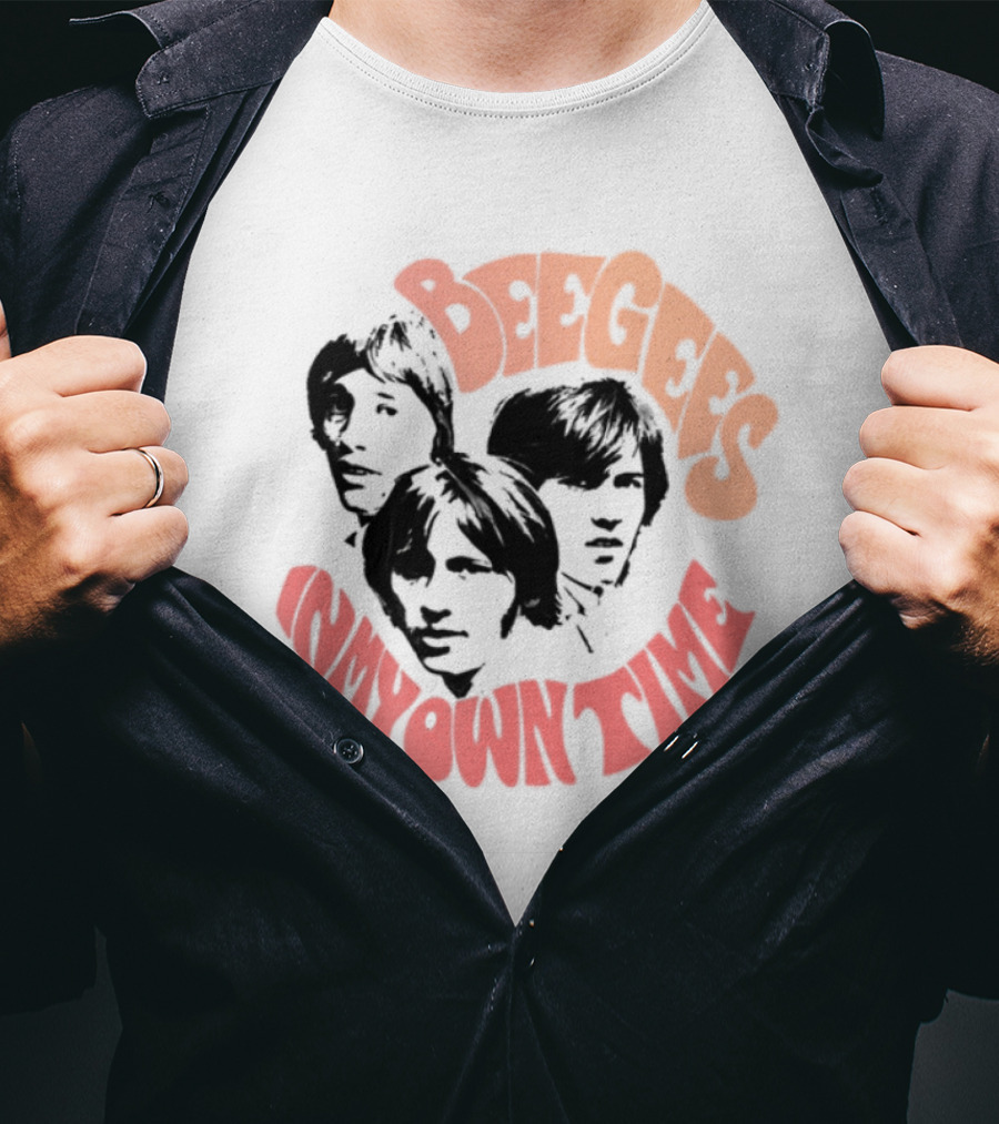 Bee Gees In My Own Time Orange And Red Text T-Shirt