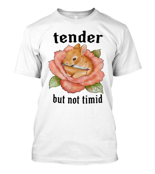 Bunny Tender But Not Timid Cute Rabbit With Knife In Rose T-Shirt