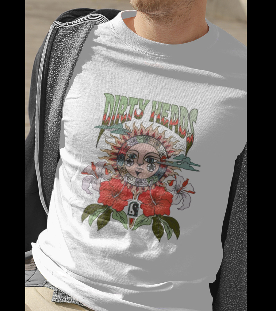 Dirty Heads Cali Sun Orange Sunflower And Hibiscus Design T-Shirt