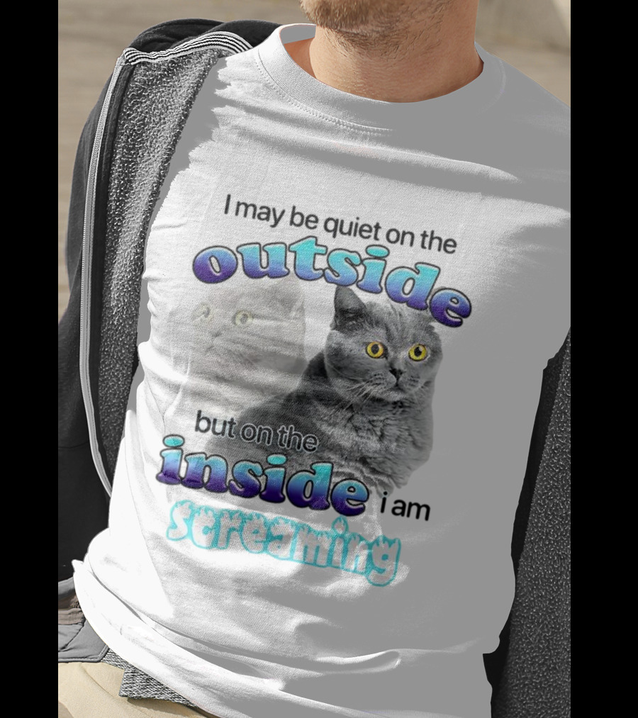 Cat I May Be Quiet On The Outside But On The Inside I Am Screaming T-Shirt