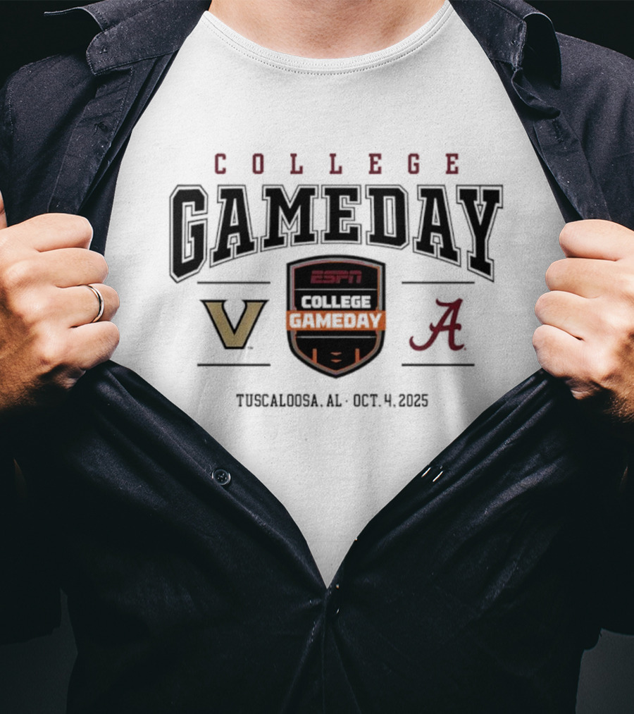 College GameDay ESPN Vanderbilt Commodores Vs Alabama Crimson Tide Tuscaloosa Oct 4 2025 T-Shirt