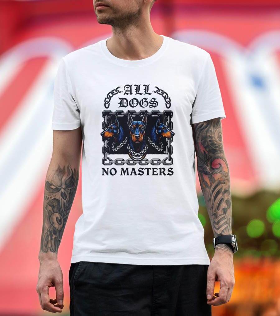 Doberman All Dogs 2025 No Master Tri Color Illustration T-Shirt