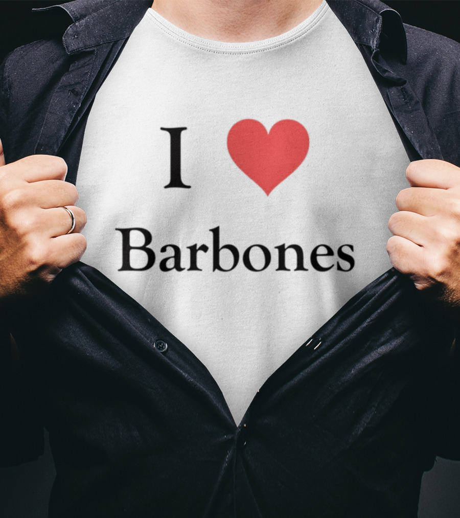 Gabrielvargas_8 I Heart Barbones Bold Text Red Heart Graphic T-Shirt