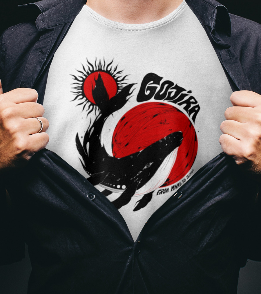 Gojira Whale Red Moon Sun Cosmic Voyage T-Shirt