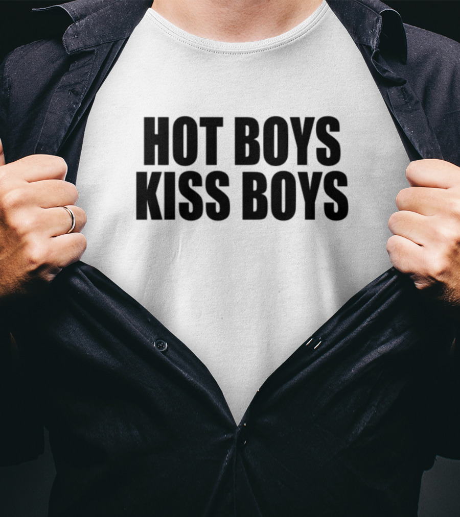 Hot Boys Kiss Boys Rainbow LGBTQ+ Pride T-Shirt