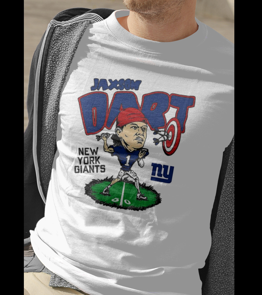 Jaxson Dart NY Giants NFL Caricature Player Number 1 T-Shirt