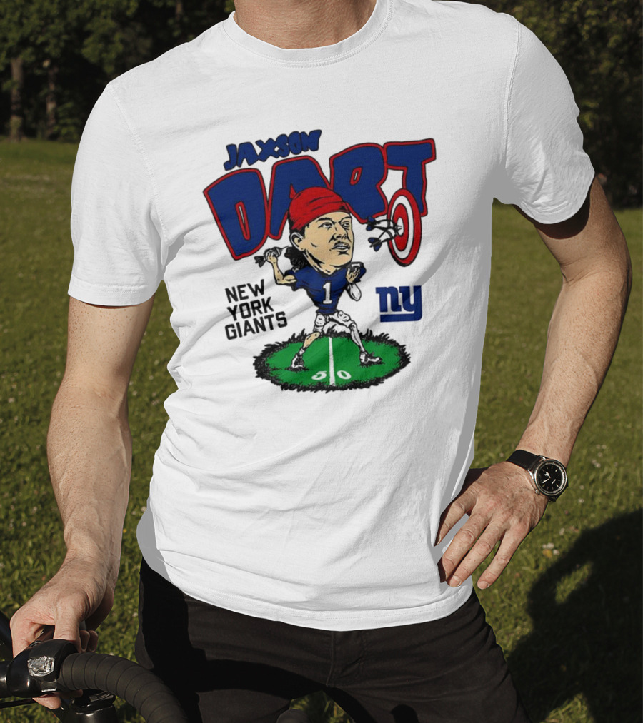 Jaxson Dart NY Giants NFL Caricature Player Number 1 T-Shirt