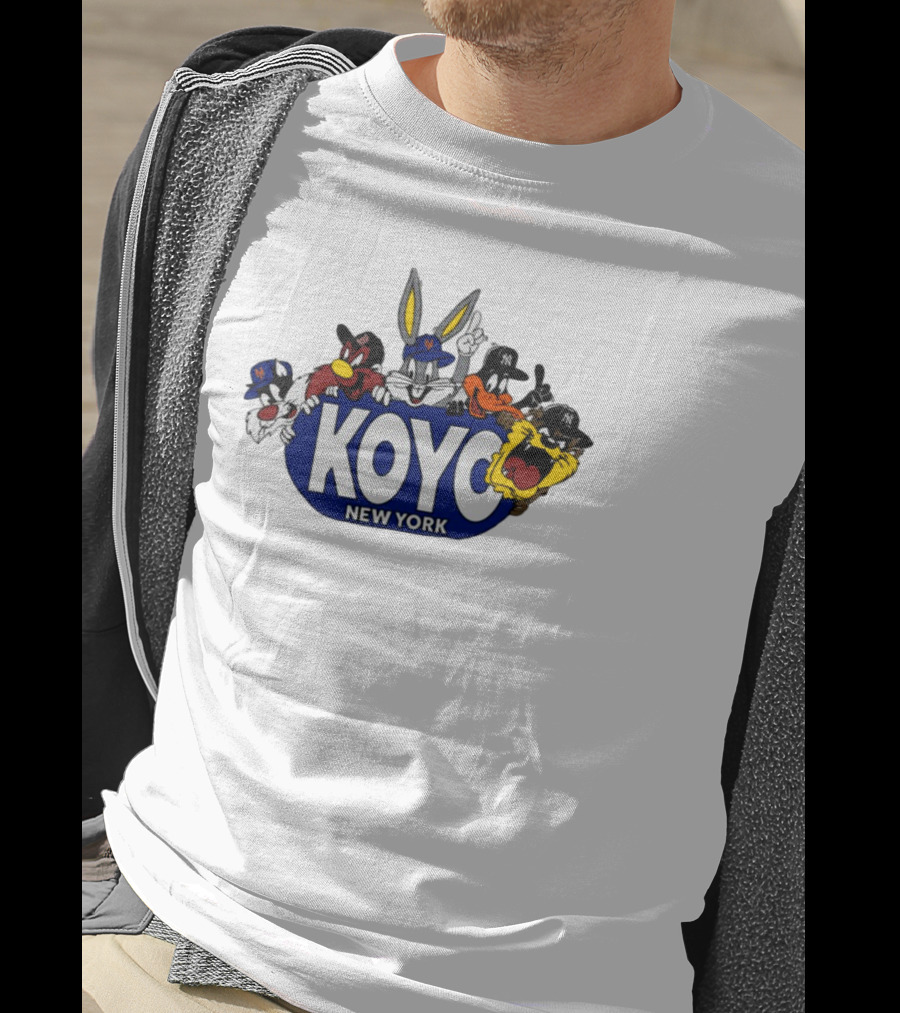 Koyo New York Looney Tunes Bugs Daffy Sylvester Taz Foghorn Baseball Yankees Mets T-Shirt