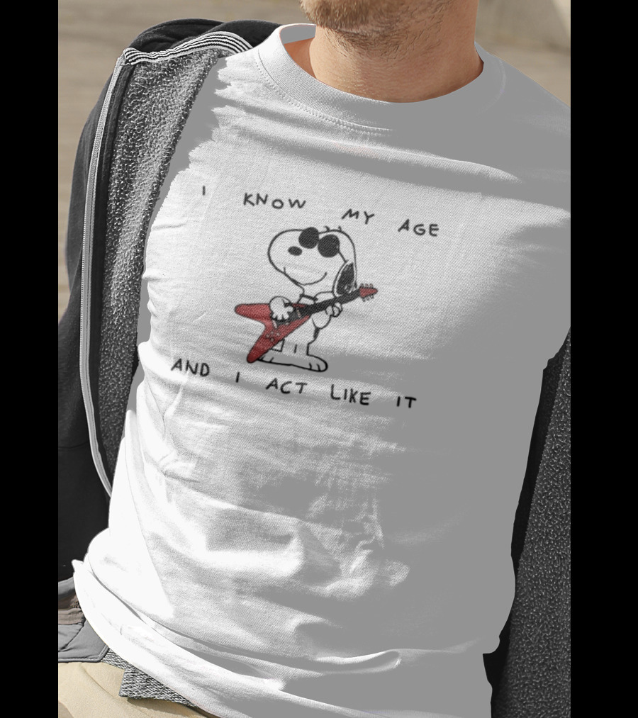 I Know My Age And I Act Like It Limited Edition Dog Electric Guitar T-Shirt