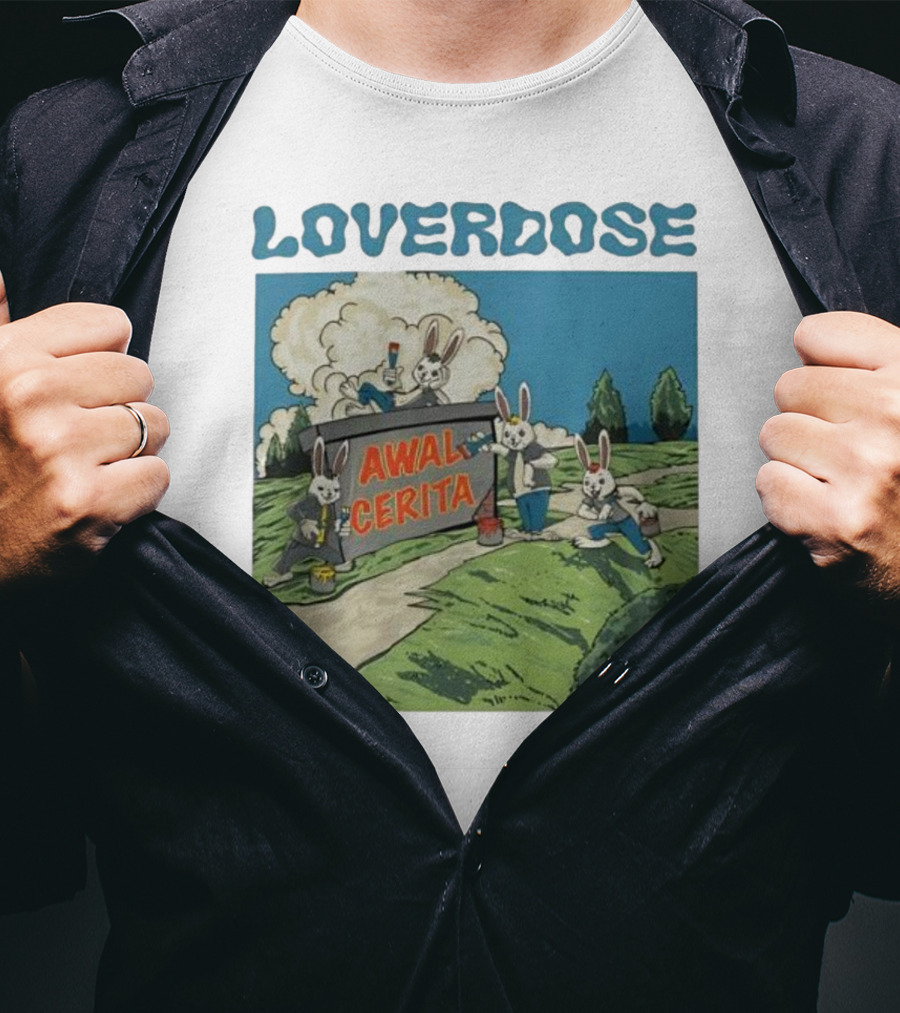 Loverdose Awal Cerita Rabbits Painting Sign T-Shirt