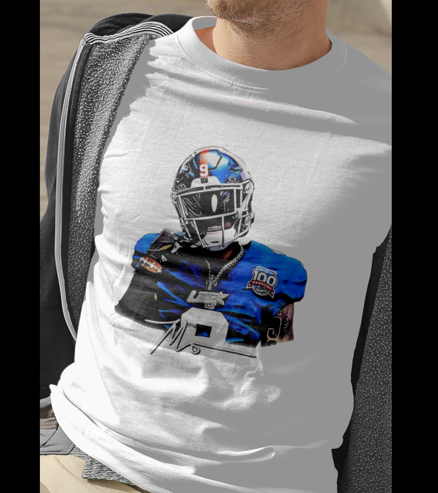 Malik Nabers New York Giants Football Rookie Signature 100th Season LSHOF T-Shirt