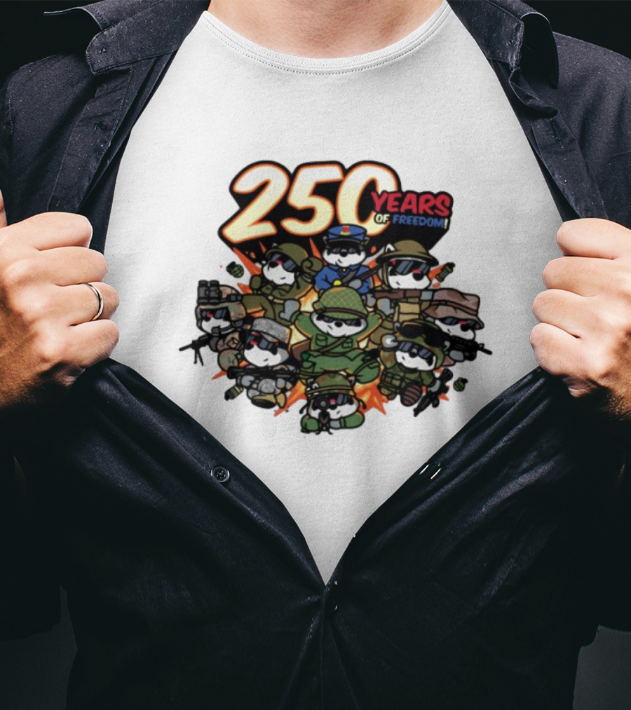 Mandatoryfunday 250 Years Of Freedom Military Characters Celebration T-Shirt