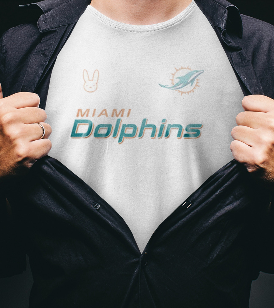 Miami Dolphins Bad Bunny Collaboration Frog Mascot Signature T-Shirt