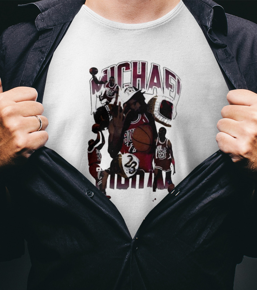 Michael Jordan Bulls Number 23 Iconic Basketball Collage T-Shirt