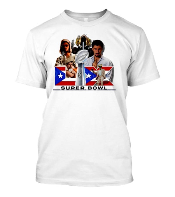 Bad Bunny Super Bowl 2026 Puerto Rican Flag NFL Halftime Show T-Shirt