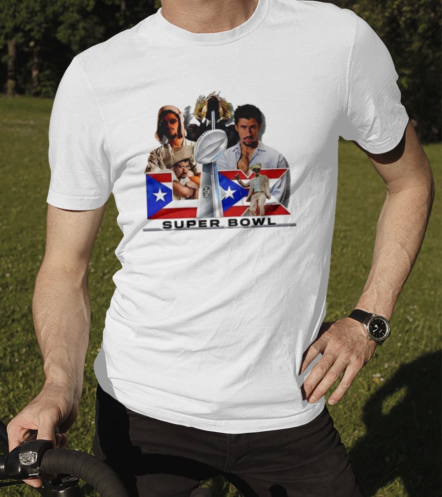 Bad Bunny Super Bowl 2026 Puerto Rican Flag NFL Halftime Show T-Shirt