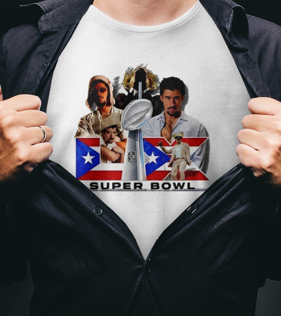 Bad Bunny Super Bowl 2026 Puerto Rican Flag NFL Halftime Show T-Shirt