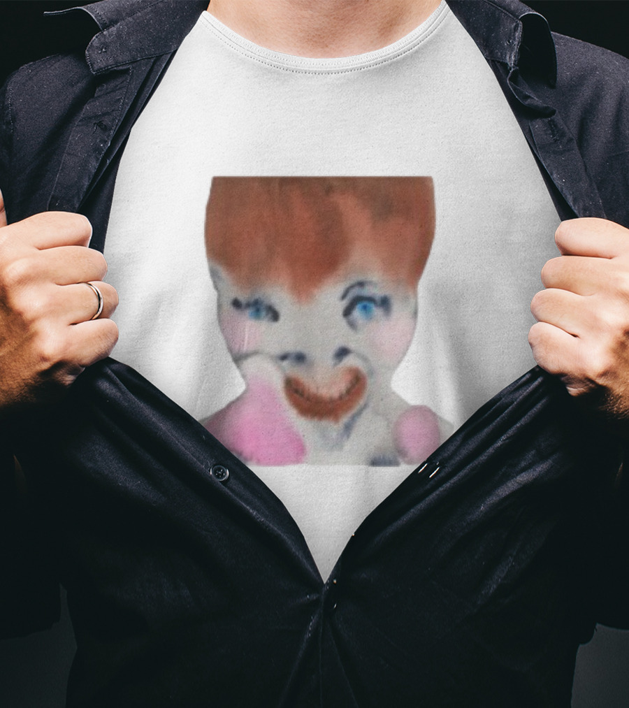 Pearly Drops The Voices Are Coming Back Creepy Clown Face Pink And Brown Hair Blue Eyes T-Shirt