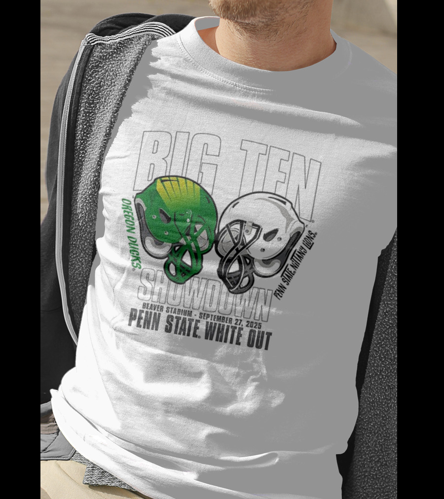 Penn State Nittany Lions Vs Oregon Ducks Football Big Ten Showdown 2025 White Out T-Shirt