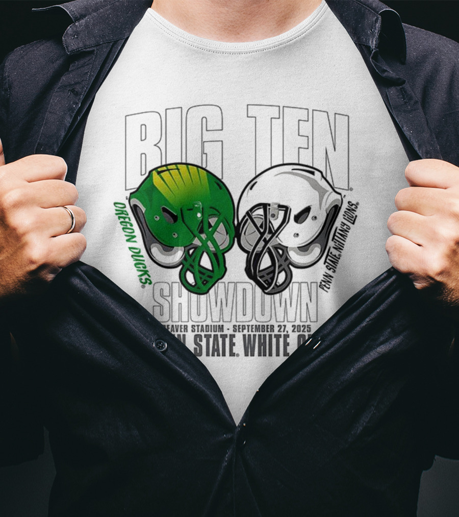 Penn State Nittany Lions Vs Oregon Ducks Football Big Ten Showdown 2025 White Out T-Shirt