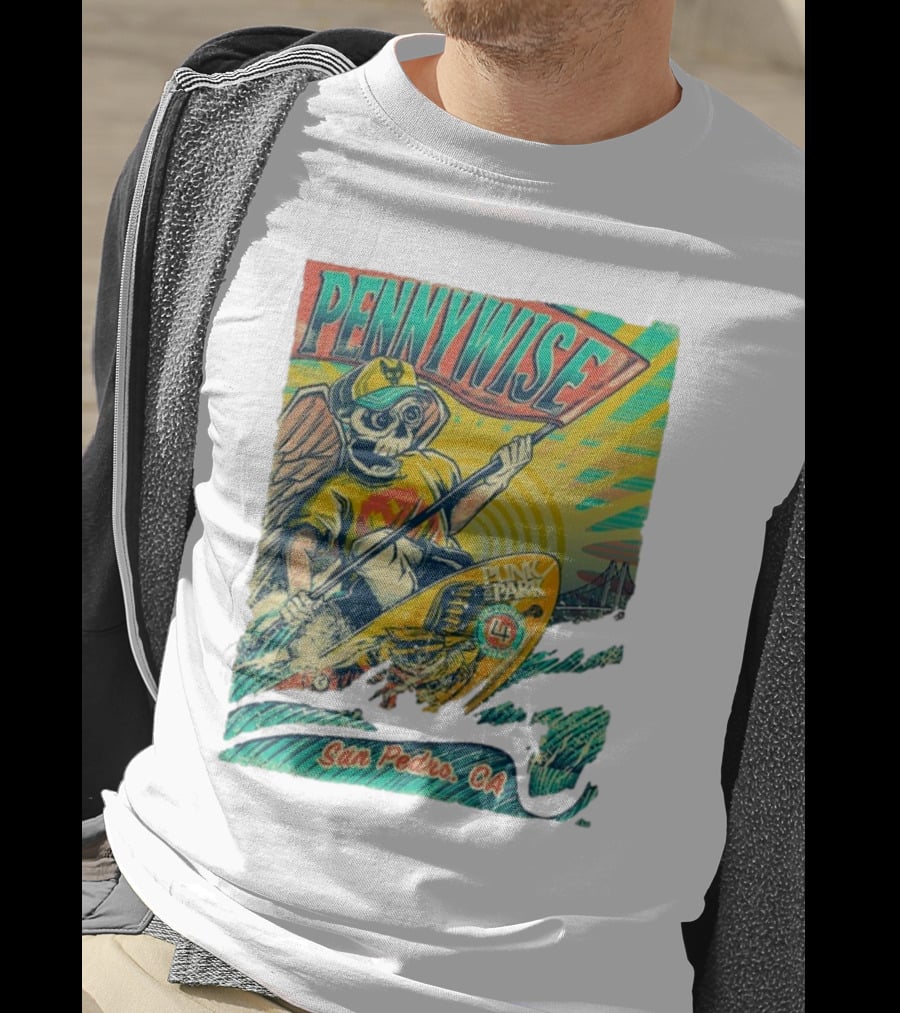 Pennywise Skeleton Surf Punk In The Park October 4 2025 San Pedro CA T-Shirt