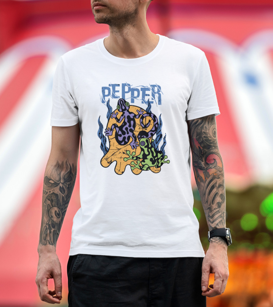 Pepper Skullconut Amphibians Psychedelic Frogs Graphic T-Shirt